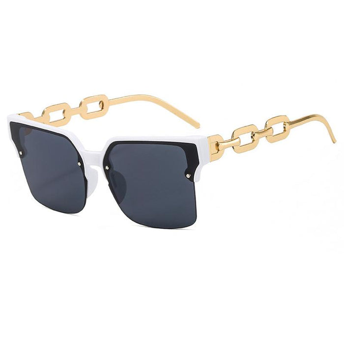 Half frame chain metal sunglasses