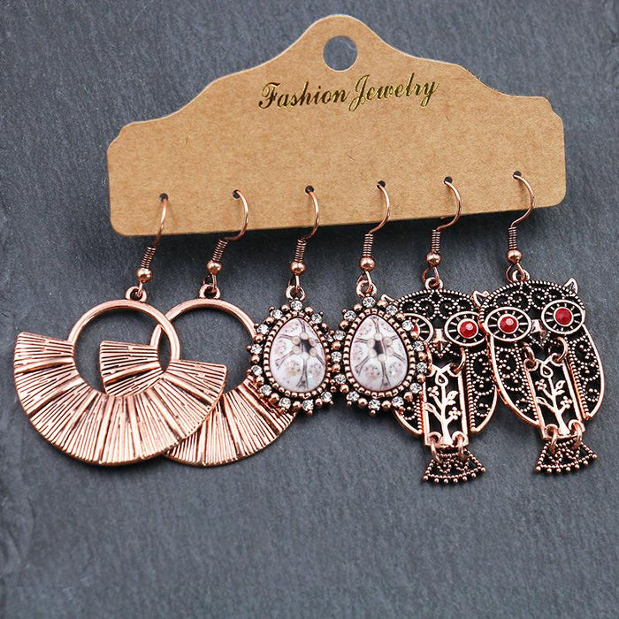 Fashion Owl Wings Earrings Set