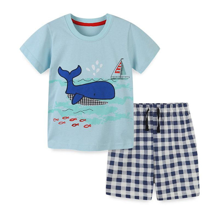 Boys' suit knitted cotton shorts two piece set