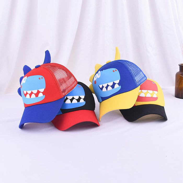 Summer Children' Cartoon Dinosaur Shade Net Baseball Cap