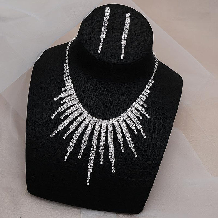 New Fashion Female Jewelry Rhinestone Necklace Earring Set