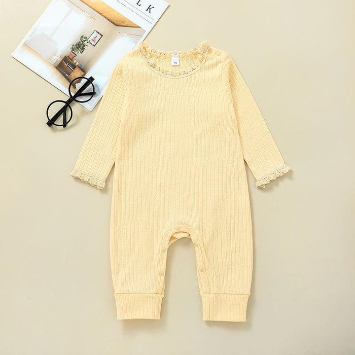 Baby Solid Long Sleeved Khaki Jumpsuit