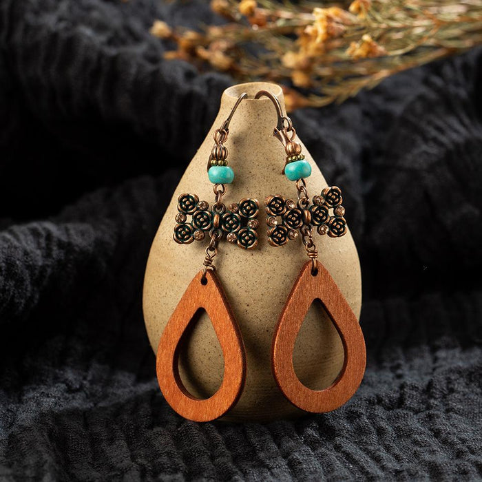 Bohemian Beaded Vintage Wooden Earrings