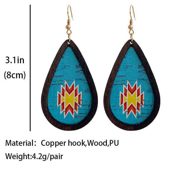 New Sunflower Cracked Drop Shape Women's Wooden Earrings