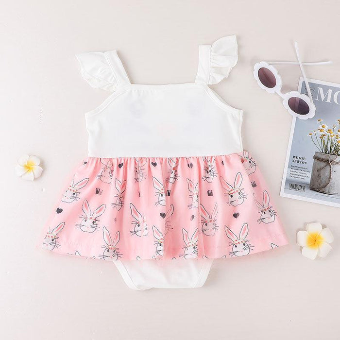 Baby Girls Cute Bunny Sling Jumpsuit
