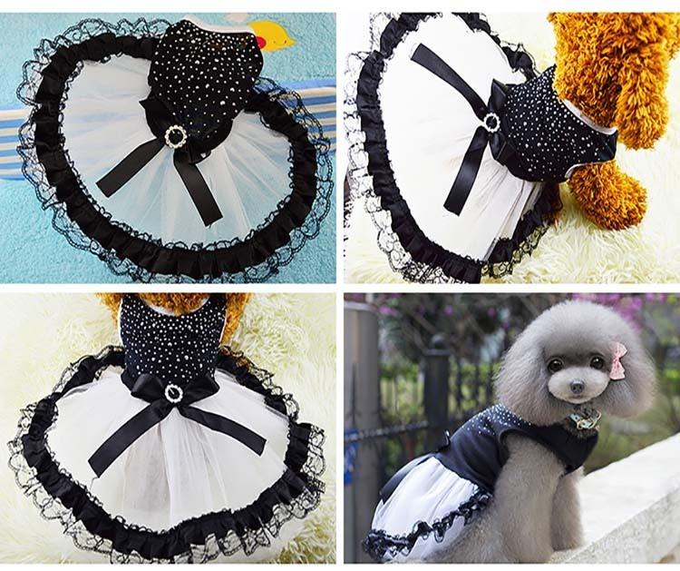 Black-white Dog Dresses Summer Small Pet Clothes