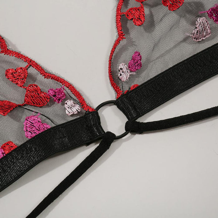 Sexy Embroidery Heart Lingerie Fashion Underwear Set