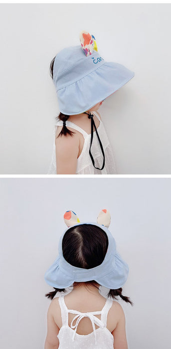 Summer  Cute Rabbit Ears Double-sided Children's Foldable Empty Top Hat