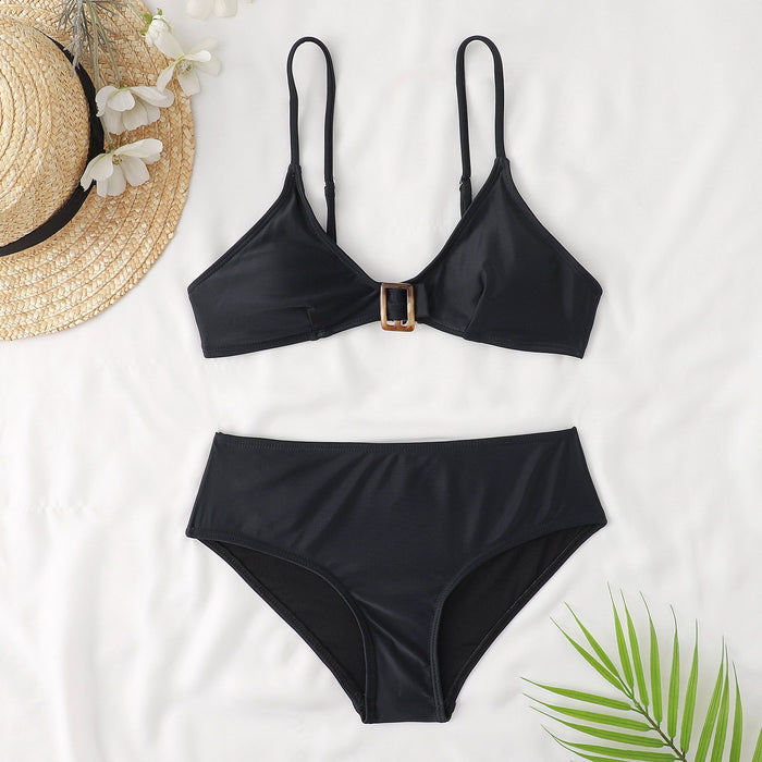 New Solid Nylon Split Bikini