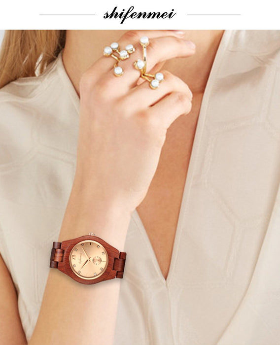 New Multifunctional Advanced Green Wood Quartz Watch