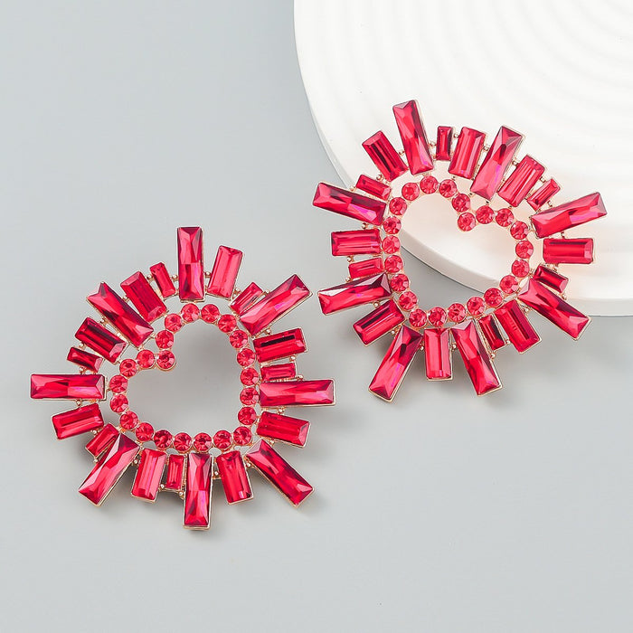 Super Flash Claw Chain Heart Shaped Sunflower Earrings
