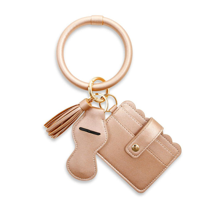 New PU Leather Tassel Wrist Key Chain Pendant Card Bag Bracelet
