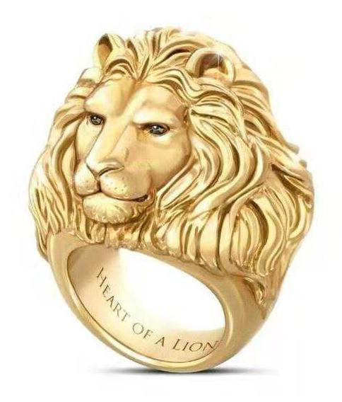 Exaggerated Pop Lion Heart Men's Ring