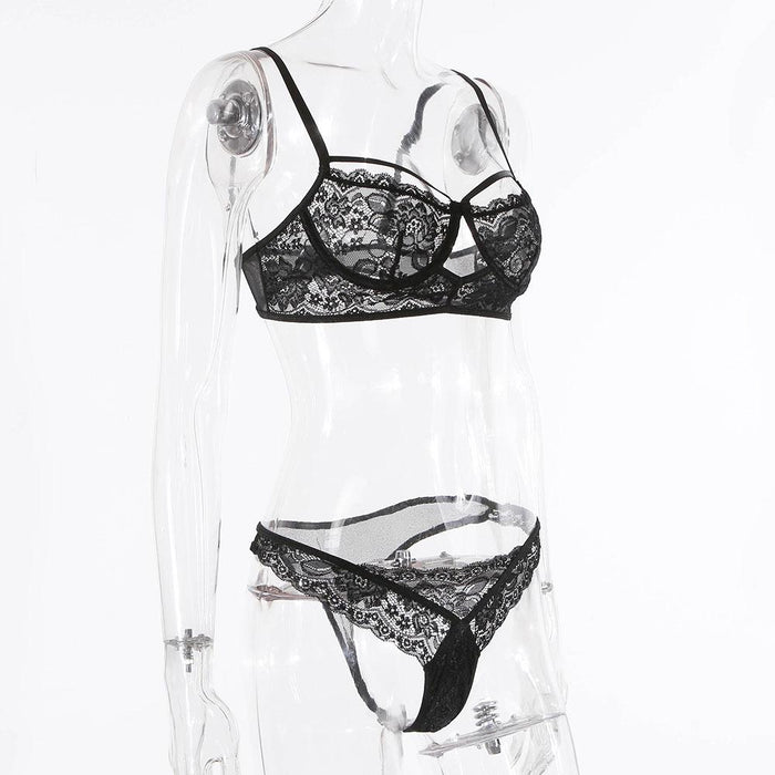 Women Sexy Lingerie Flower Lace Underwear Set