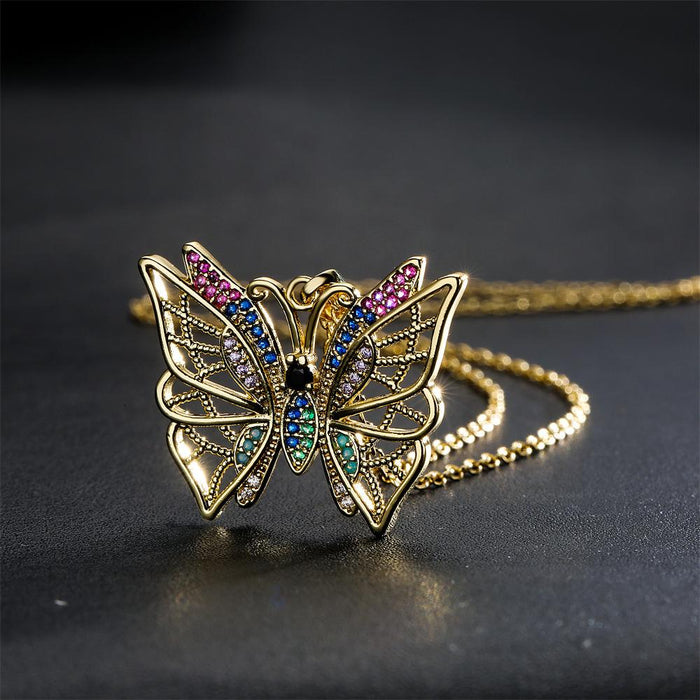 New Fashion Zircon Butterfly Pendant Necklace