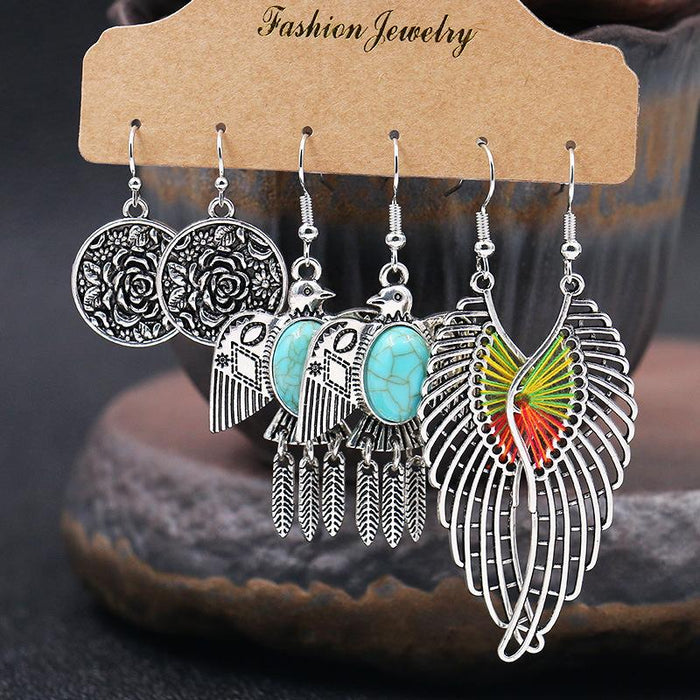 Fashion Owl Wings Earrings Set