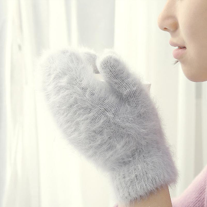Female Elastic Full Fingers Gloves Cute Rabbit