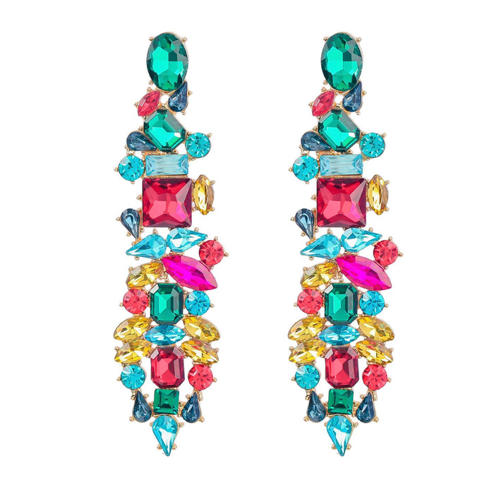Fashion Exaggerated Rhinestone Long Geometric Earrings