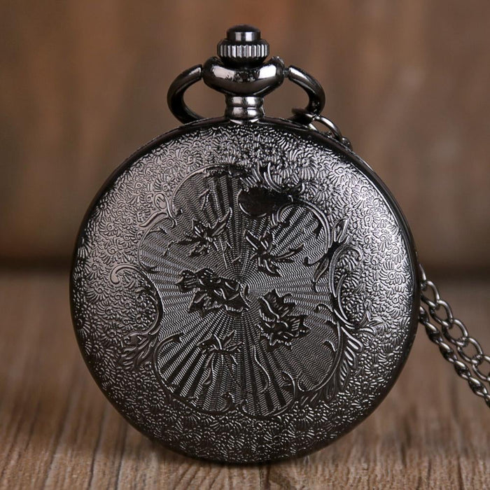 Black Steampunk Tim Burtons Hollow Quartz Pocket Watches For Mens Womens