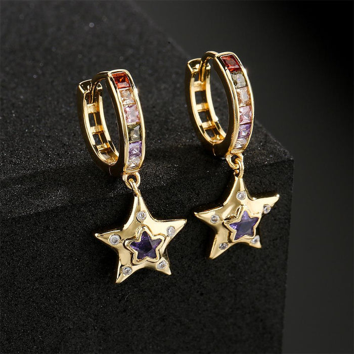 Fashion Niche Design Light Luxury Gold Color Zircon Women's Earrings