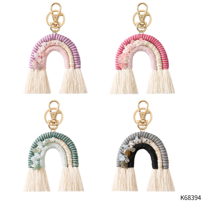 2022 New Hand Woven Tassel Rainbow Crystal Keychain