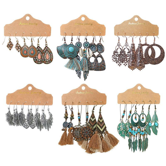 3 pairs/set Earrings Bohemian Style Jewelry X0X36195