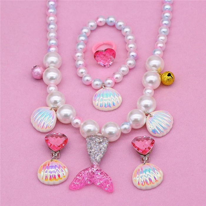 Girl Accessories Blue Pink Mermaid Jewelry Set