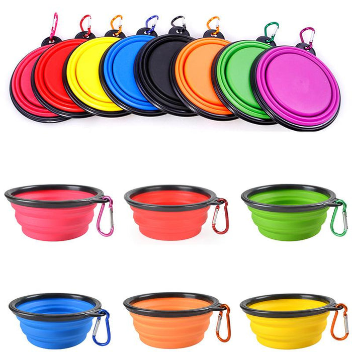 1000ML Silicone Dog Feeding Bowl With Carabiner Folding Cat Bowl