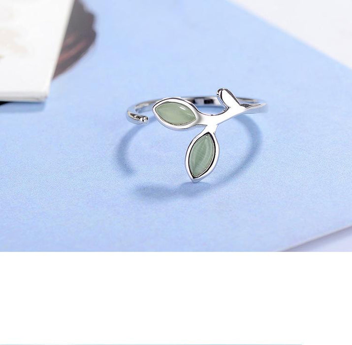 New Creative Green Leaf Women's Opening Ring