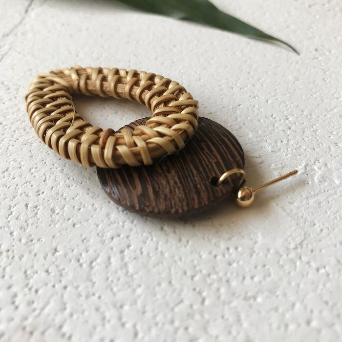 Fashion Geometric Square Water Droplets Rattan Earrings
