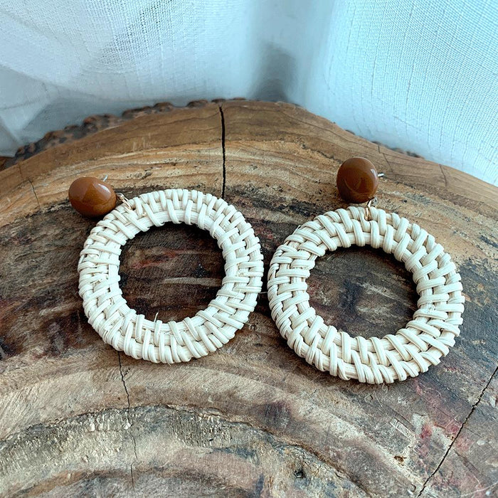 Popular Handmade Natural Grass Woven Earrings