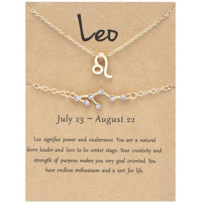 Twelve Constellations Necklace Diamond Bracelet Card Set