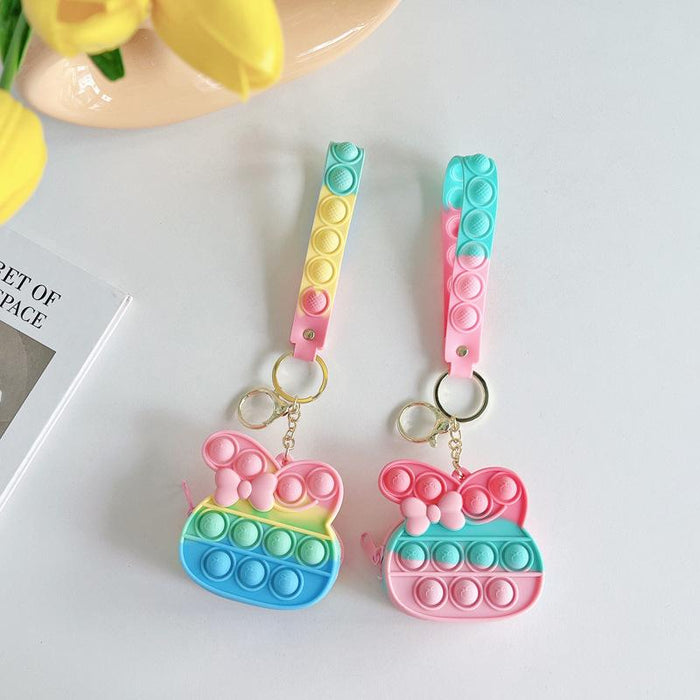 Cartoon creative silicone mini bag rabbit pendant keychain