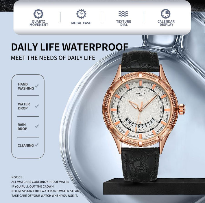 Fashion Casual Mens Watches Top Brand Luxury YAZOLE Waterproof Calendar Designer Business Watches