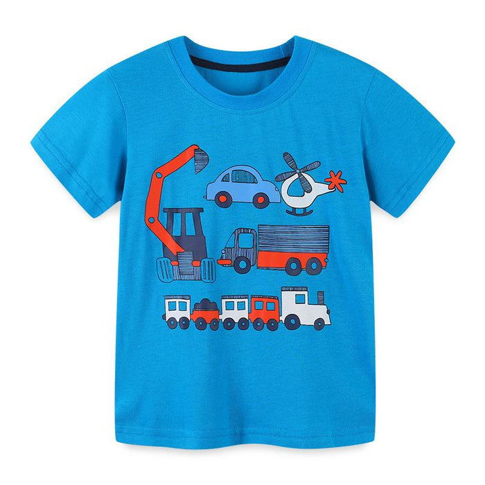 Children's T-shirt knitted cotton cartoon round neck boy