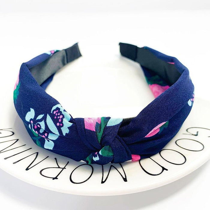 New Flower Headband Women Solid Color Knotted Hairband