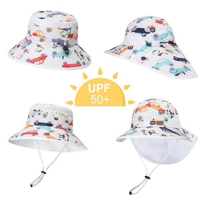 Summer Cartoon Car Children's Sunscreen Fisherman Hat