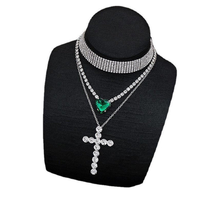 Simple Fashion Water Drop Love Cross Pendant Necklace