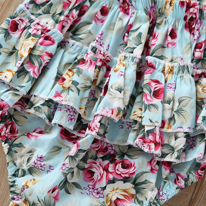 Baby Floral Bow Jumpsuit With Headband