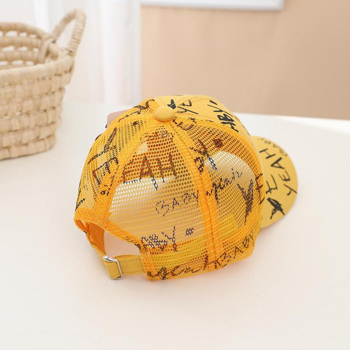 Summer BABY Graffiti Print Kids Sunshade Mesh Cap