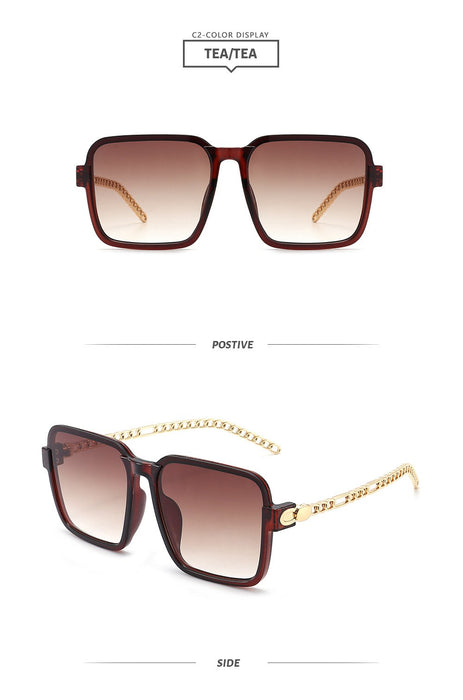 Gradient color black large frame sunglasses