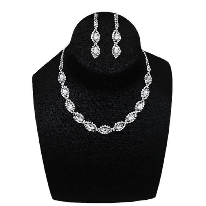 New Women's Accessories Jewelry Rhinestone Earrings Necklace Set