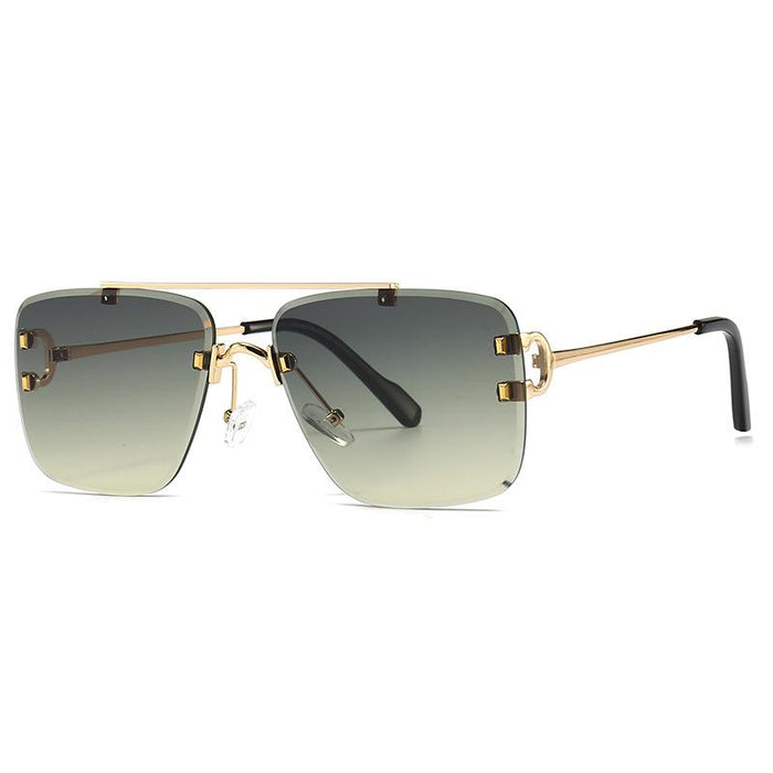 Men's and women's square metal double beam Sunglasses