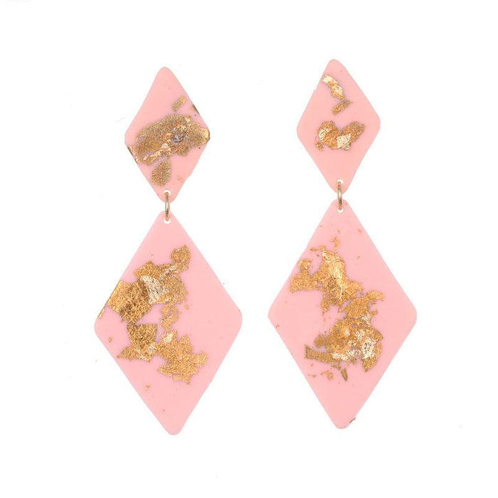 Geometric Soft Earrings Gold Foil, Hand-made Soft Clay Earrings, Clay Earthen Jewelry, Earrings