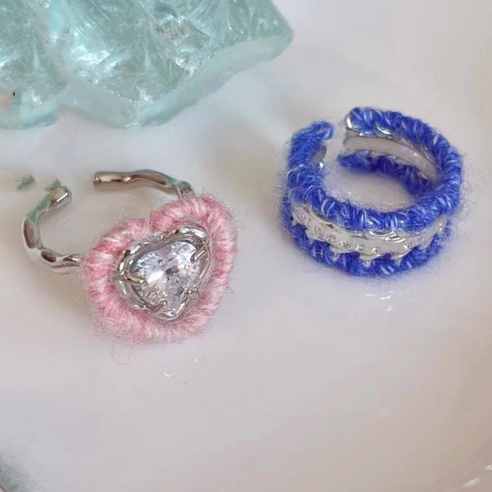 Wool Inlaid with Love Zircon Handmade Ring