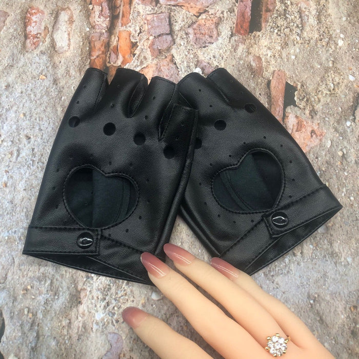 Heart Nightclub Punk Street Dance Half Finger Gloves