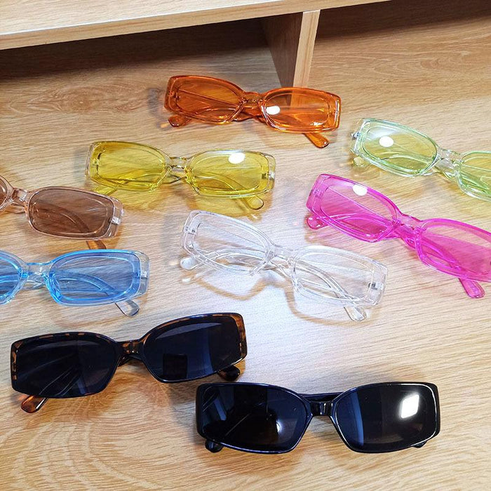 Women's Transparent Candy Color Small Square Sunglasses
