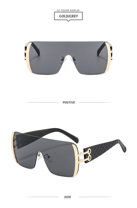 Metal conjoined Sunglasses gradient UV protection