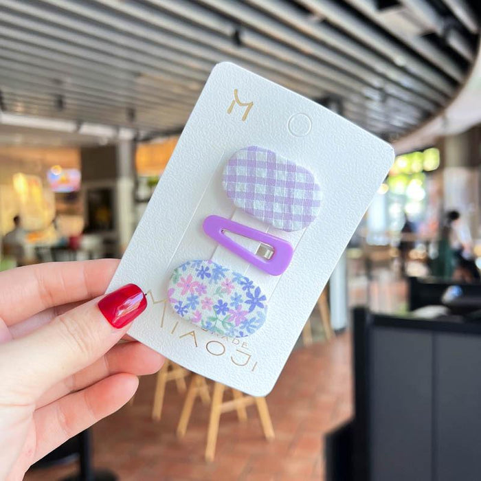 Children's hairpin cloth Plaid hairpin