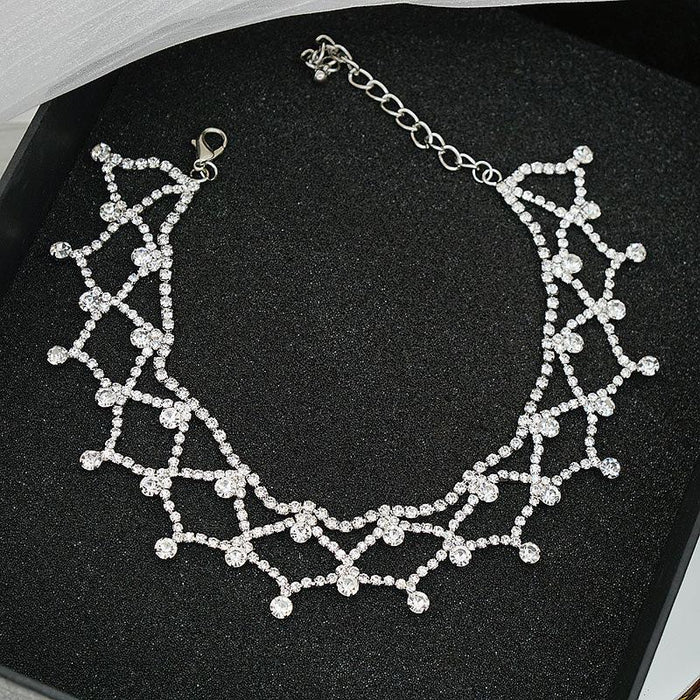 New Exaggerated Design Rhinestone Mesh Women's Necklace Accessories